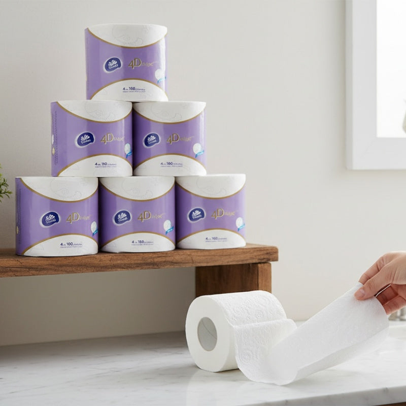 VINDA 4D Deluxe 4-Ply Ultra Soft Toilet Paper 10 Rolls – 100% Virgin Wood Pulp, No Lint Shedding, Fluorescent-Free, Septic Safe Bath Tissue for Home Bathroom