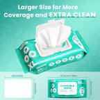 XL Flushable Adult Wet Wipes Unscented Alcohol-Free Septic and Sewer Safe Family Size 3-Pack 150 Wipes and 6-Pack 300 Wipes for Home Bathroom Travel Camping Outdoor Hygiene