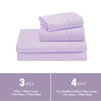 Deep Pocket Bed Sheet Set 3/4 Pcs Cooling Soft Breathable Fade-Resistant Bedding – All-Season Comfort for Twin Full Queen King, 9 Colors, Dorms & Guest Rooms