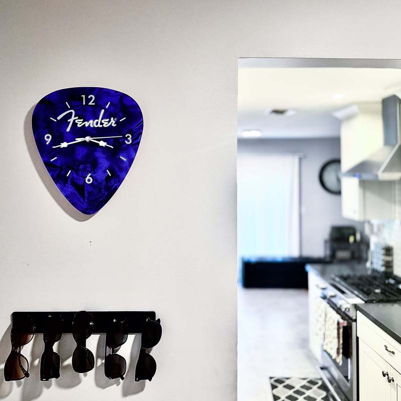 Guitar Pick Wall Clock Blue – Unique Music Lover Home Decor, Battery-Powered Silent Decorative Clock for Bedroom, Studio & Living Room