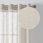 Linen Textured Semi-Sheer Grommet Curtains – Light Filtering Farmhouse Panels | Set of 2