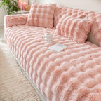 Plush Sofa Cover Rabbit Fur Like Cushion – Anti-Slip Wear-Resistant Pet Friendly Sofa Protector, 450-500GSM Polyester, Machine Washable, Home Decor
