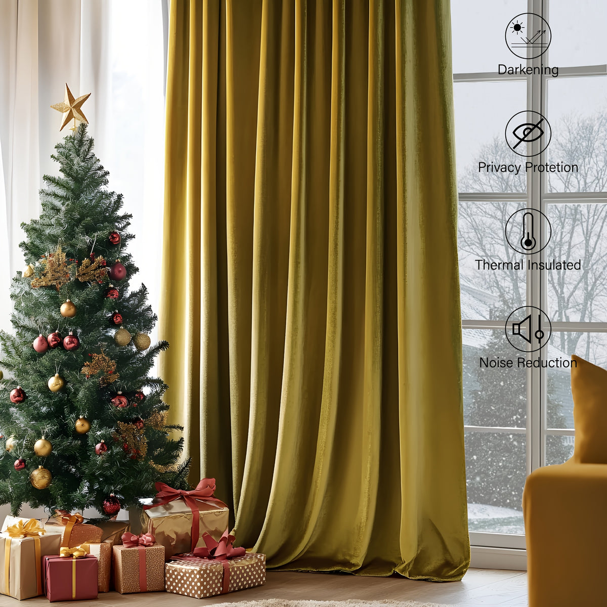 Luxury Velvet Blackout Curtains (Set of 2) | Thermal Insulated, Noise Reducing | Living Room & Bedroom