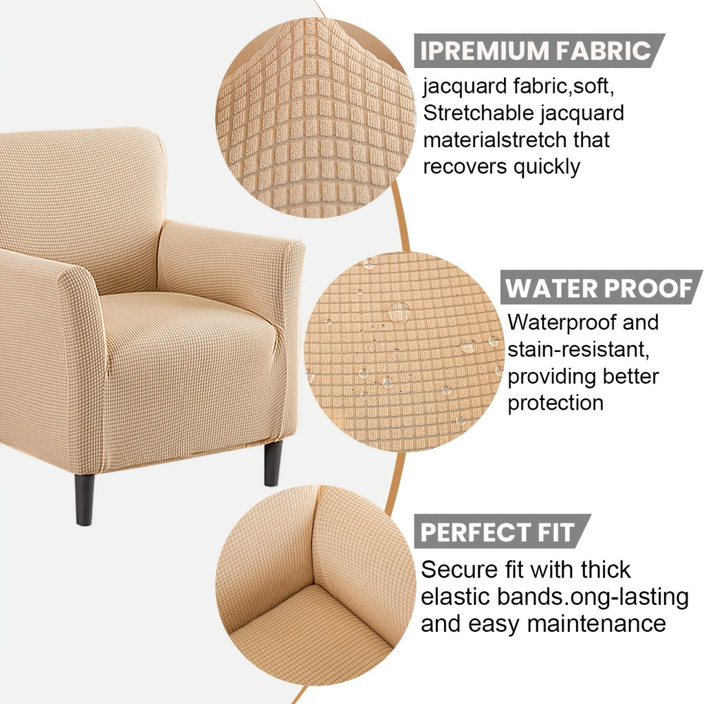 Elastic Stretch Armchair Sofa Cover, Corn Velvet Knit Non-Slip Solid Color Sofa Slipcover Protective Cover for Small Single Armrest Chair Living Room Pet-Friendly