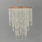 Crystal Chandelier Lampshade Acrylic Beaded Branch Ceiling Pendant Light Fixture for Wedding Party Living Room Home Decor