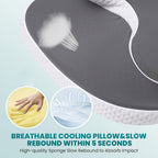 Ergonomic Cervical Memory Foam Pillow – Contour Support with Cooling Silk Cover | White & Gray