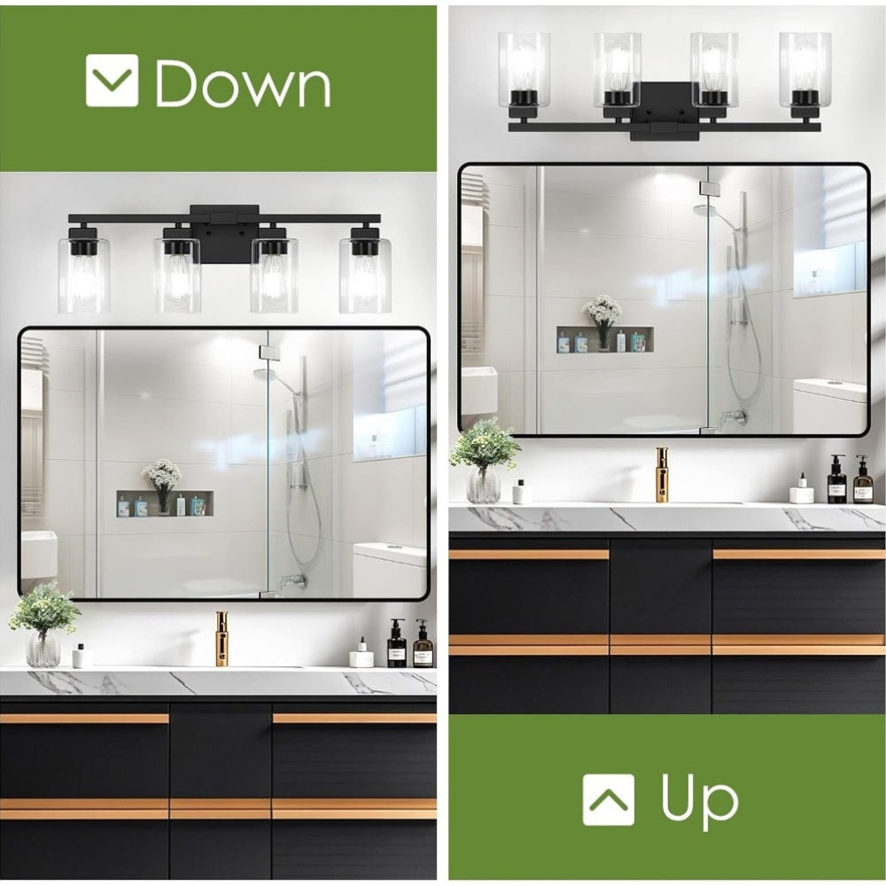 Black Vanity Light Bar 3, 4 or 5-Light Modern Bathroom Vanity Lighting Fixture - Over Mirror Wall Sconce for Bathroom, Bedroom, Living Room & Hallway, Contemporary Black Wall Light