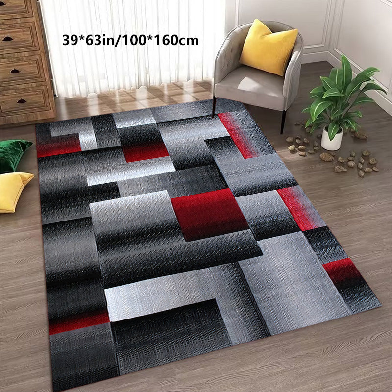 Golden Diamond 900g/m² Velvet Area Rug – Nordic Geometric Pattern, Anti-Slip, Washable | Sofa Side, Bedside & Entryway | 3 Sizes | Nuvia Haven