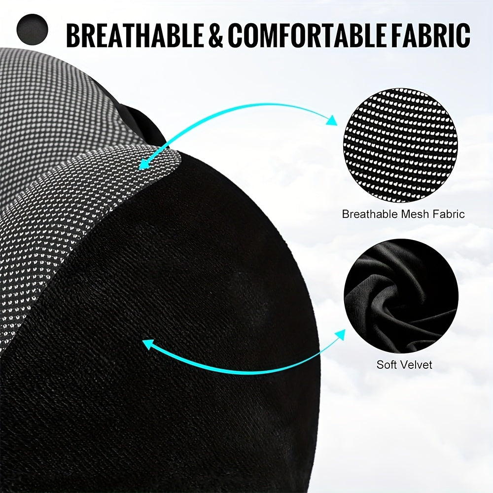 Hooded U-Shaped Travel Neck Pillow with Hood & Light-Blocking Cover – Airplane Nap Pillow for Adults, Home Office Sleep Support, U-Shape Neck Rest