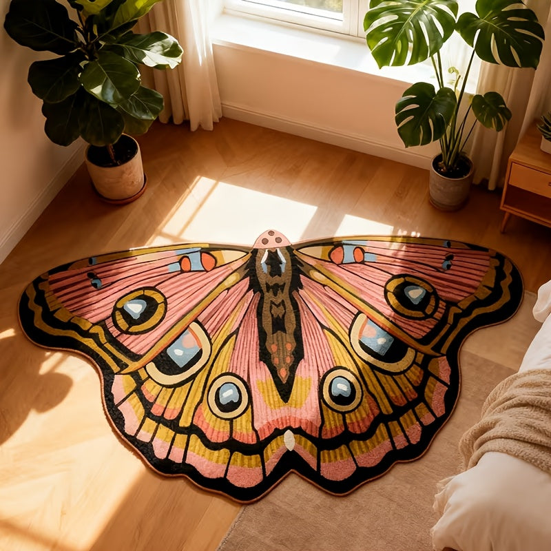 Butterfly Shaped Plush Rug Soft Carpet for Living Room Bedroom Bedside Creative Artistic Decor Modern Minimalist 2 Colors 3 Sizes