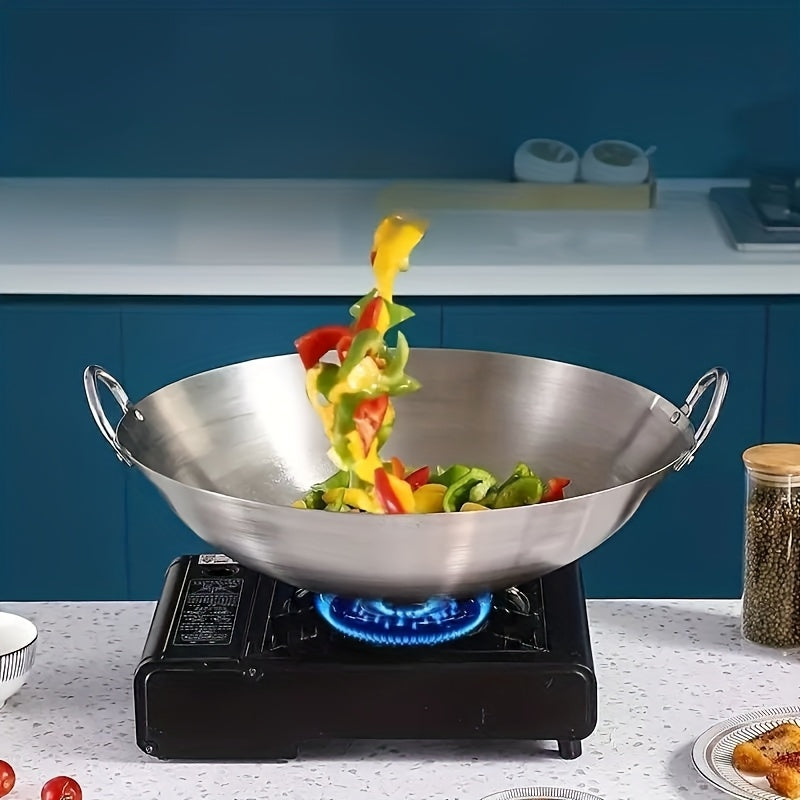 Heavy-Duty Stainless Steel Wok – Non-Stick Stir-Fry Pan with Ergonomic Handle | Gas, Induction & Electric Compatible | Multiple Sizes | Easy to Clean