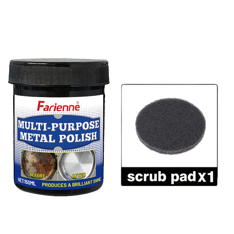 Calcium Carbonate Metal Polish Paste 150g with Sponge – Restores Shine on Stoves, Range Hoods, Pots & Sinks | Long-Lasting Protection & Luster