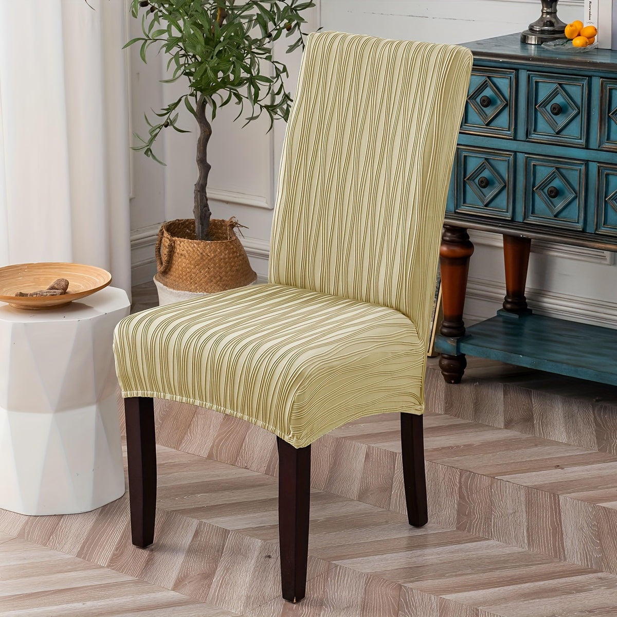 Stain-Resistant Stretch Dining Chair Covers Set of 4 or 6 Jacquard Polyester-Spandex Removable Slipcovers – Pet & Kid Friendly, Machine Washable, for Restaurant Home Wedding Christmas