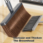 Extended Handle Broom and Dustpan Set with Extra Broom Head – Comb Teeth, Unflagged Bristles & 4-Section Stainless Steel Handle for Hard Floors, Home, Office & Outdoor