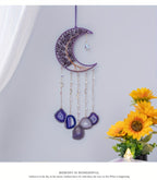 Amethyst Crystal Tree of Life Wall Hanging – Boho Crushed Stone Silk Moon Decor for Living Room, Bedroom & Nursery