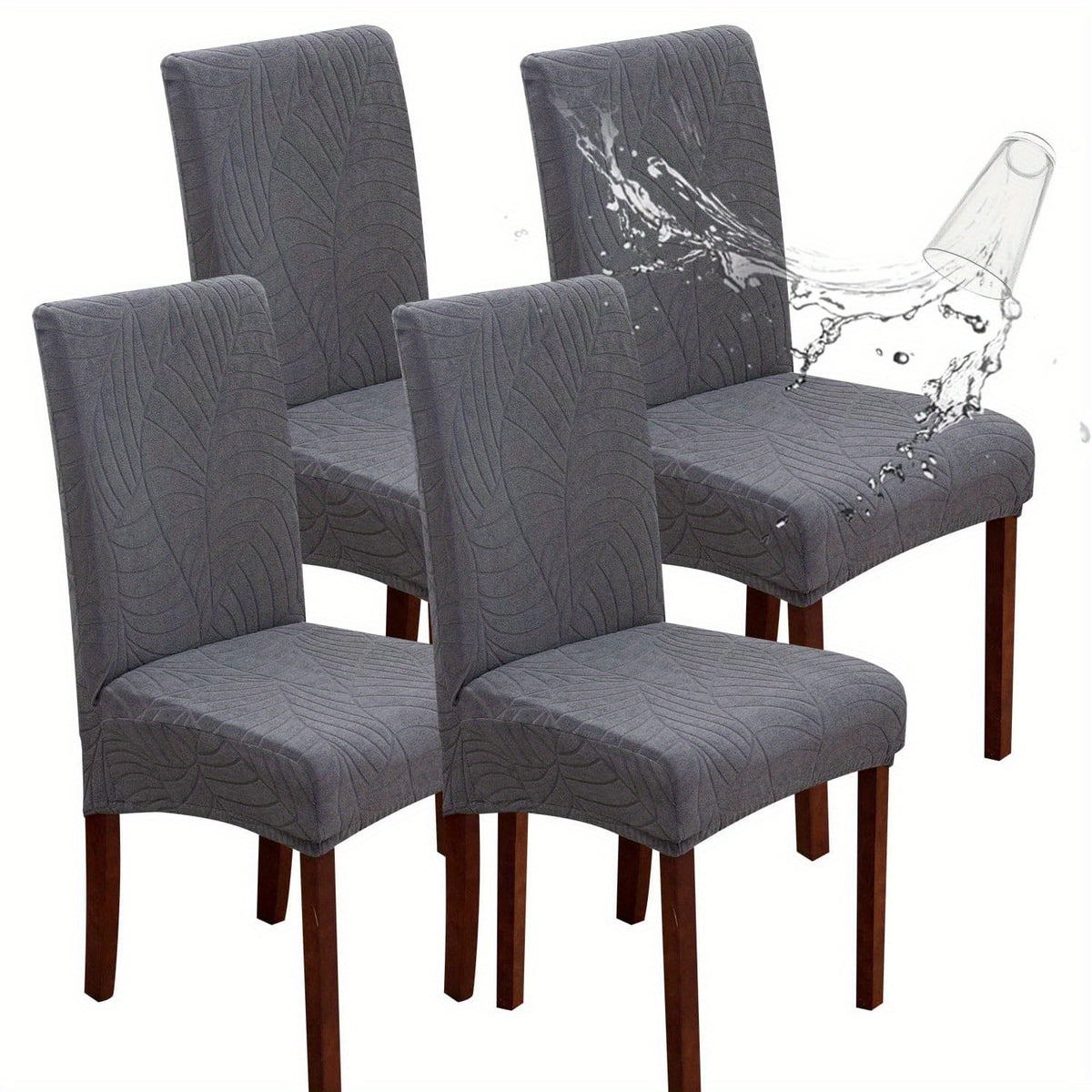 Stretch Jacquard Dining Chair Covers Set of 4 or 6 Removable Washable Polyester-Elastane Slipcovers – Chair Protector for Kitchen Home Hotel Restaurant, Valentine's Day Home Decoration