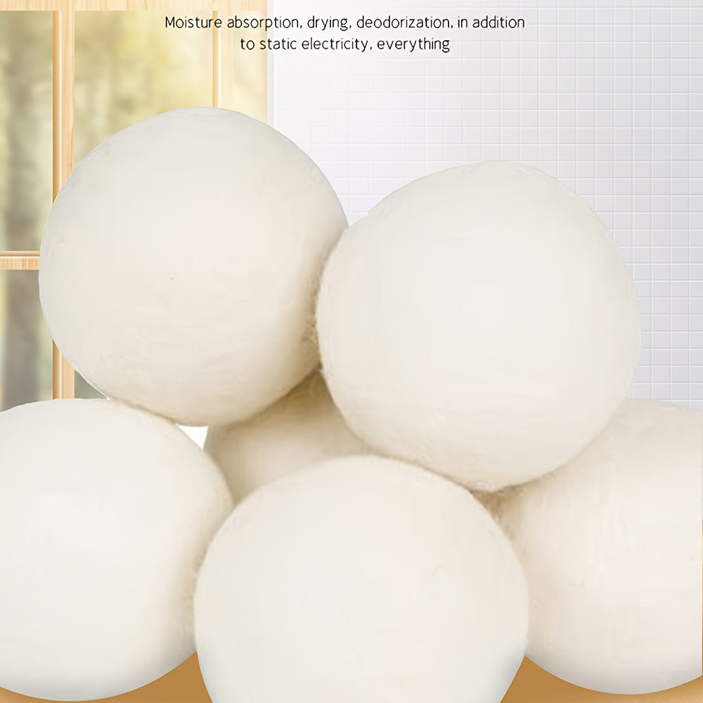 Wool Dryer Balls Set of 6 XL 100% Natural Wool Fabric Softener Reusable Chemical-Free Reduces Drying Time & Wrinkles Safe for Baby Clothes