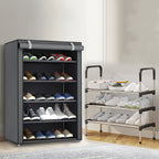 Shoe Organizer Cabinet with Cover – 6/8/10 Tier Nonwoven Fabric Shoe Storage Shelf for 27-35 Pairs, Portable Shoe Rack for Entryway, Closet, Bedroom (Dark Gray)