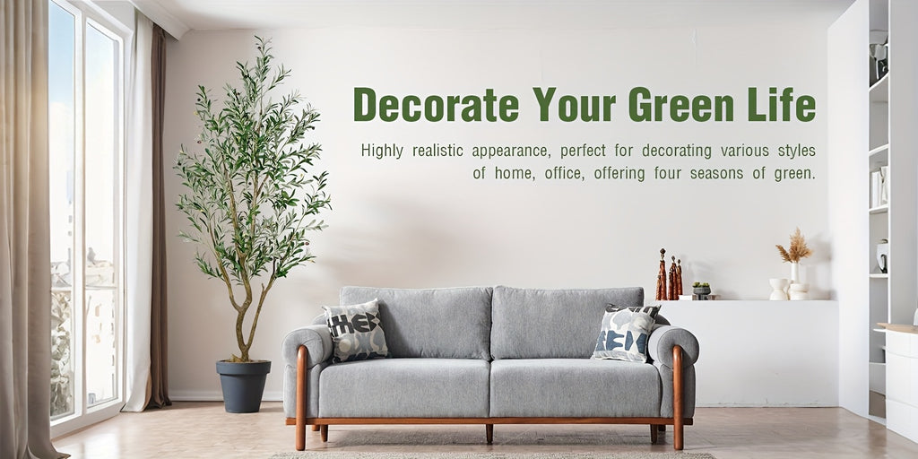 Artificial Olive Tree 5/6/7FT Multi-Trunk Pre-Potted – Lifelike Faux Indoor Tree with 706-1296 Leaves & Realistic Olives – Mediterranean Farmhouse Decor for Home, Office & Porch