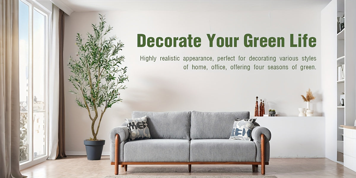 Artificial Olive Tree 5/6/7FT Multi-Trunk Pre-Potted – Lifelike Faux Indoor Tree with 706-1296 Leaves & Realistic Olives – Mediterranean Farmhouse Decor for Home, Office & Porch