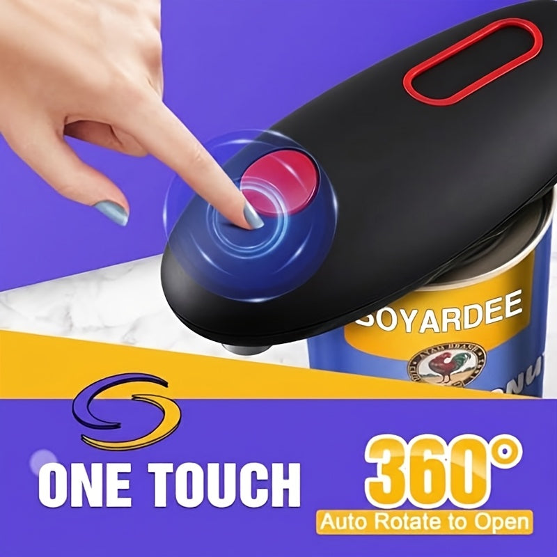 One-Click Electric Can Opener – Auto Shut-Off, Smooth Edges, Ergonomic | For Elderly, Arthritis & Weak Grip | Red & Black