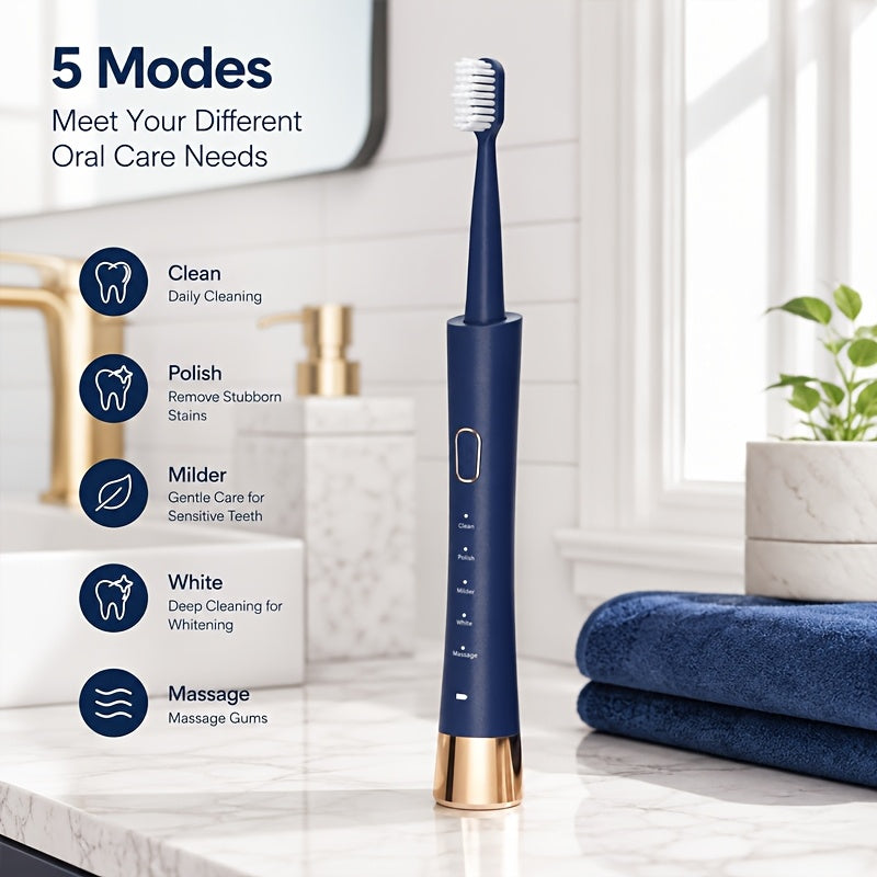 Sonic Electric Toothbrush with 8 Brush Heads - 5 Modes 31000 Vibrations IPX7 Waterproof USB Rechargeable 2 Min Timer Adults Men Women Couple Gift