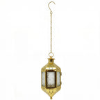 Moroccan Hanging Candle Lantern with Chain – Vintage Boho Style Iron & Glass Tealight Holder for Home, Patio, Garden, Wedding & Ramadan Decor (23.5" Overall)
