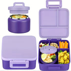 Stainless Steel Insulated Lunch Container Set 8oz Thermos Food Jar with Cooling Container for Kids School Work Meal Prep Purple Green