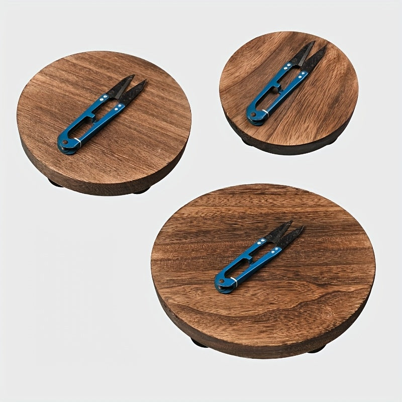 Rustic Wooden Display Risers Set of 3 – Farmhouse Cake Stand & Decorative Pedestals for Kitchen Counter, Home Decor, Christmas, Valentine’s Day & New Year Table Styling