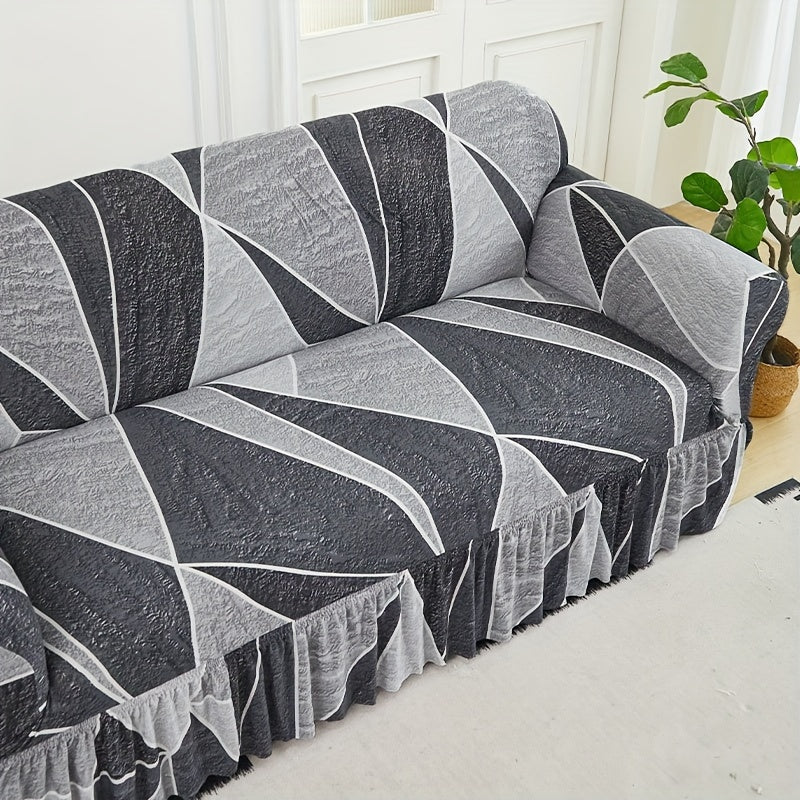 Printed Skirt Sofa Slipcover 1pc - Elastic Pet Anti-Dirt All-Purpose Sofa Protection Cover for Living Room Home Decor Sofa Cushion Cover