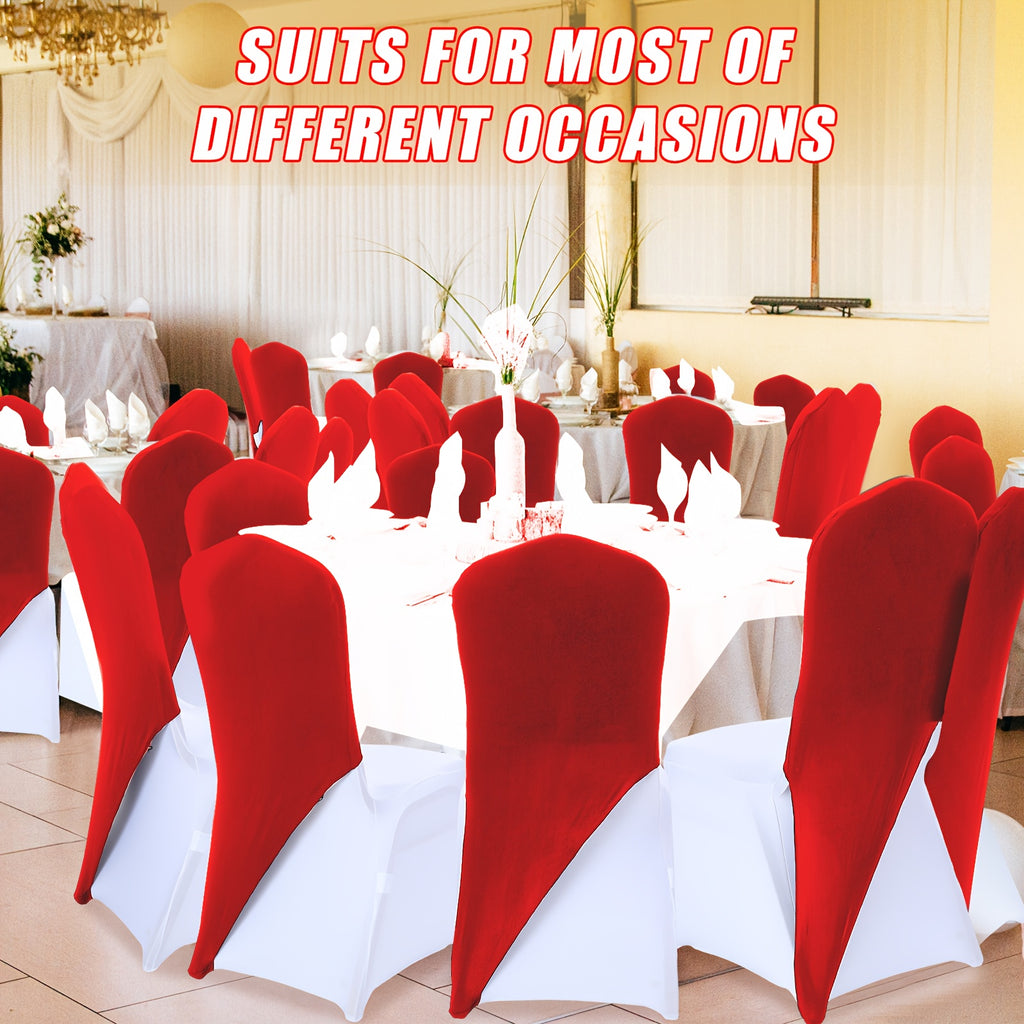 Spandex Chair Cap Covers, Set of 20 – Stretch Chair Hood Sash Hat Bands for Wedding, Banquet & Party (Red)