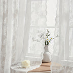 Boho Floral Lace Curtain Panels Set of 2 – Semi-Sheer Light Filtering, Rod Pocket, Pastoral Vintage Style for Bedroom Living Room Kitchen, 6 Sizes 4 Colors