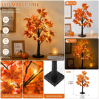 Fall Maple Leaf Tree Table Lamps 2-Pack 21 Inch Battery Powered 24 LED Warm Light Artificial Autumn Tree Lights for Thanksgiving Halloween Indoor Home Decor