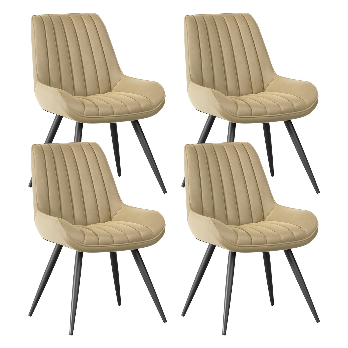 Modern Upholstered Dining Chairs Set of 2 or 4 – Thick Cushion Fabric Side Chairs with Metal Legs | Kitchen, Dining Room, Office & Bar