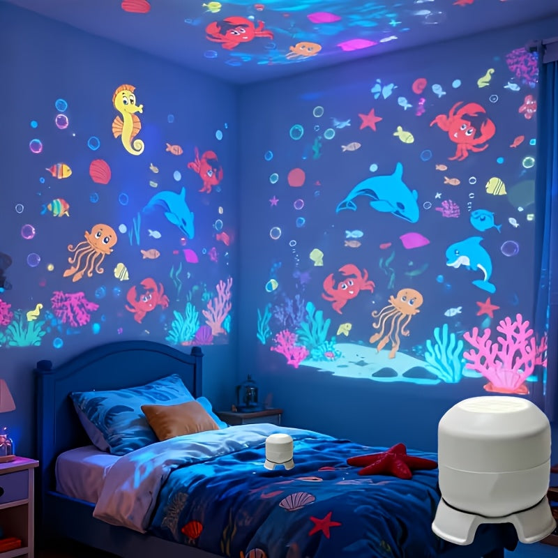 LED Ocean Night Light Projector with 360° Rotation – Dynamic Wave Projection, Soft Eye-Care Light, Sleep Aid Lamp for Bedroom, Living Room, Kids Room & Game Room – Portable Home Decor Gift