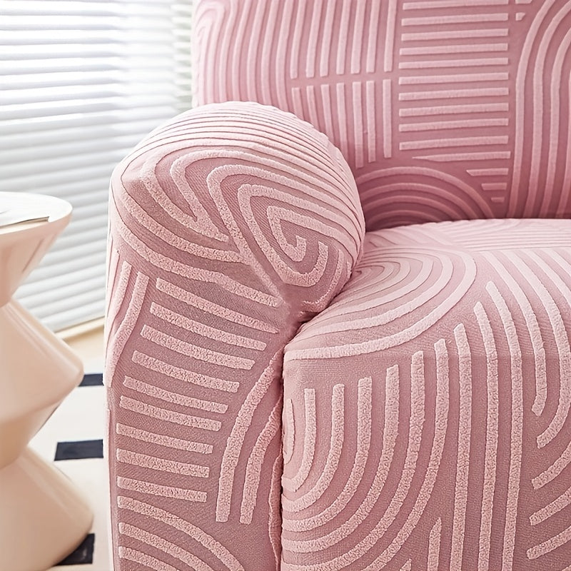Elastic Jacquard Recliner Chair Cover Single Seat – Stretch Armchair Slipcover Furniture Protector for Living Room Bedroom Office, 6 Colors (Pink Blue Green Camel Gray Beige)