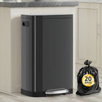 13-Gallon Stainless Steel Trash Can with Soft-Close Lid & Foot Pedal, Fingerprint-Resistant Kitchen Garbage Can with Removable Inner Bucket, Odor-Proof Touchless Waste Bin for Kitchen Bedroom Office – 2 Colors