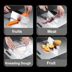 Stainless Steel Cutting Board Set 3 Piece - Dual-Sided SUS304 Metal Chopping Boards Non-Stick Rust-Resistant BPA-Free Portable for Kitchen Camping Picnic, Meat Fruit Vegetables