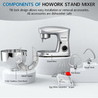 Stand Mixer 5QT 10-Speed Electric Kitchen Mixer with Dough Hook, Flat Beater, Wire Whip & Pouring Shield | Dishwasher-Safe Attachments for Baking & Cooking | Red, Silver or Blue