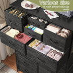 Tall Fabric Dresser with Wood Top & Metal Frame – Large Bedroom Dresser Storage Drawer Unit 37"W x 52"H for Closet Living Room Entryway