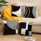 Geometric Pillow Covers 4 Pack 18x18 Black White Mid-Century Modern Abstract Decorative Cushion Covers Zipper Machine Washable for Sofa Bedroom Living Room