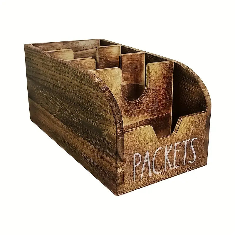 Vintage Wooden Divided Spice Box Farmhouse Kitchen Countertop Storage Organizer for Spices Snacks Small Items Black Brown 1pc or 2pc