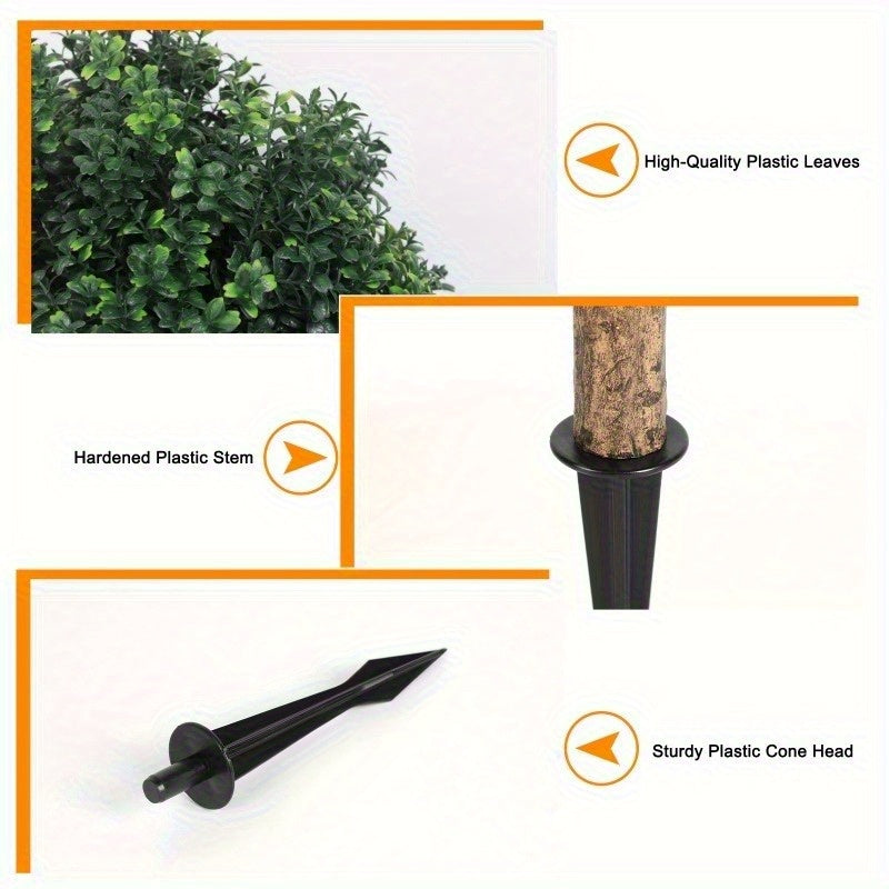 Artificial Topiary Boxwood Balls Set of 2 – 21 Inch UV-Resistant Faux Boxwood Shrubs for Indoor Outdoor Garden Yard Porch Courtyard Entryway Home Decor Living Room Bedroom Accent Plants