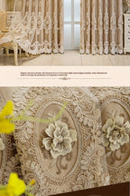 Luxury Blackout Curtains for Bedroom Living Room, European 3D Jacquard Embroidery Grommet Top Window Drapes, Thermal Insulated Light Blocking Machine Washable Panels