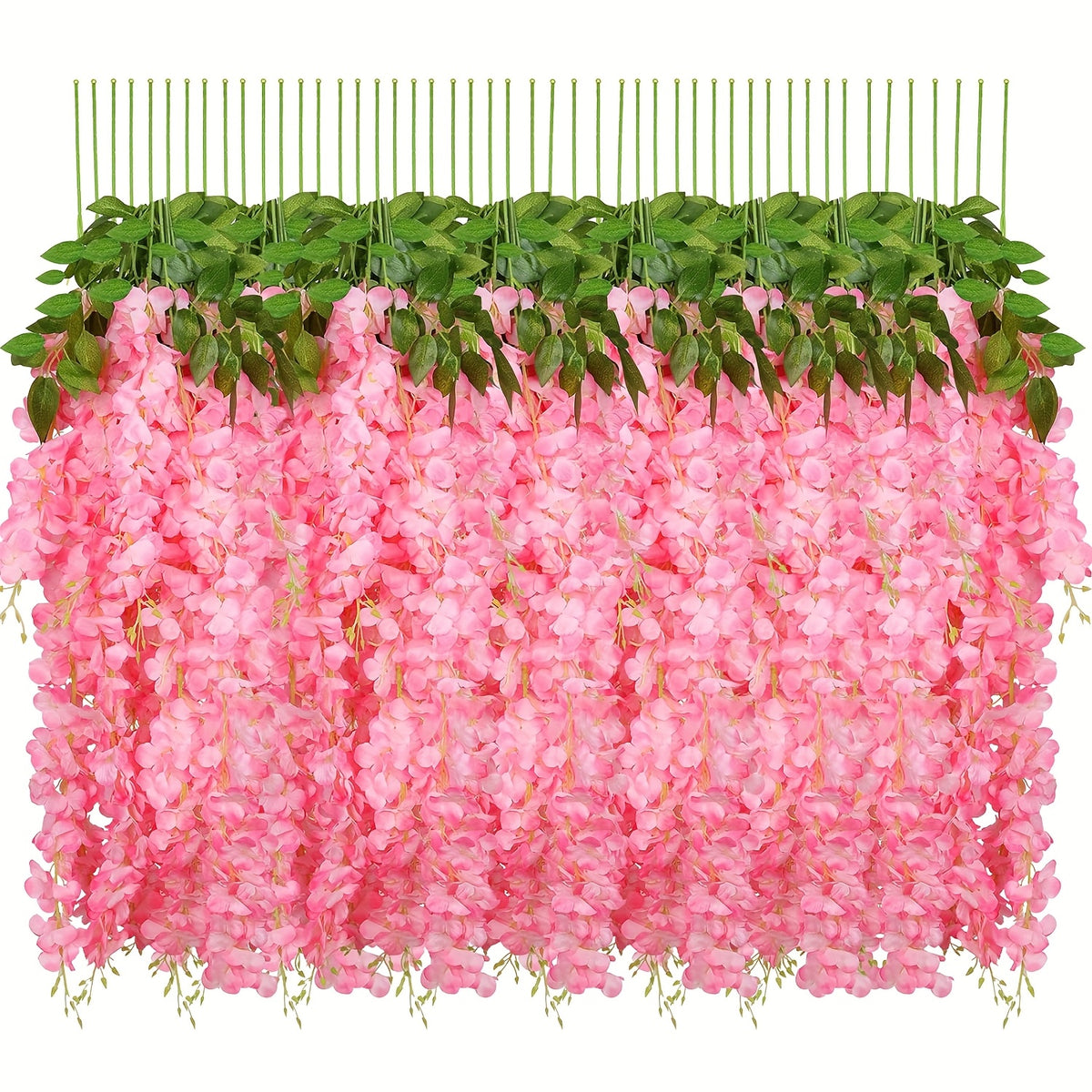 24 Pack Fake Wisteria Hanging Flowers 3.6 Feet Long, Artificial Wisteria Vine Garland for Wedding, Garden & Wall Decoration – White, Pink, Purple, Light Pink & Blue