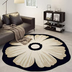 Round Area Rug Cream Irregular Shape Premium Thick Pile – Soft Accent Rug for Living Room, Bedroom, Bedside, Sofa & Coffee Table | Multiple Sizes