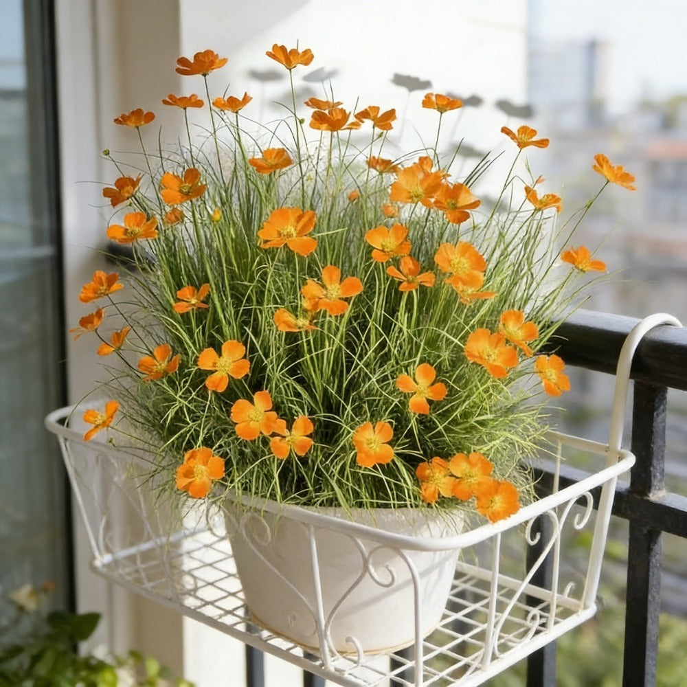 Artificial Chrysanthemum Flower Stems 12pcs UV Resistant Orange Yellow Faux Grass Plastic Plants for Garden Balcony Wedding Home Decor Low Maintenance