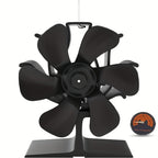 Wood Stove Fan Heat Powered Non-Electric Fireplace Fan for Wood Burning Stoves Pellet Stoves Log Burners with Thermometer – 4 to 7 Blade Options