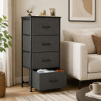 Fabric Dresser with 4 Drawers – Reinforced Edition, Wooden Top & Sturdy Metal Frame, Bedroom Storage Cabinet for Closet, Entryway & Dorm | 6 Colors