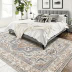 Vintage Persian Area Rug Bohemian Machine Washable Thick Pile Non-Shedding Polypropylene – Living Room Bedroom Office Boho Carpet, Multiple Sizes